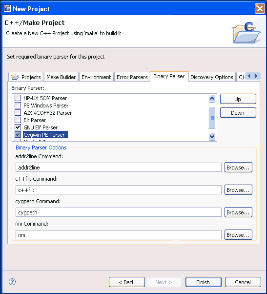 Binary Parser Options