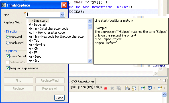 Find/Replace dialog