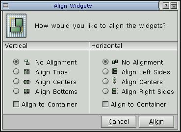 Alignment dialog