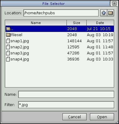 Example of a File Selection dialog