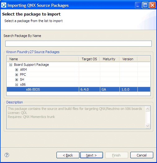 Importing: setting package to import