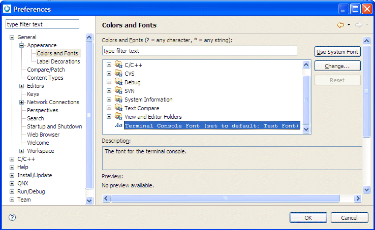 Setting font and color preferences