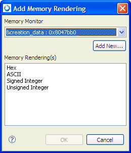 Memory Rendering view: Add Memory Rendering