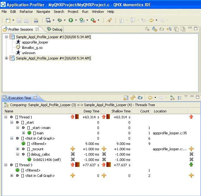 Comparing two profiler sessions