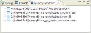 Memory Backtrace view