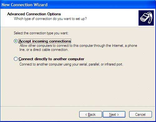 New Connection wizard: Advanced Connection Options