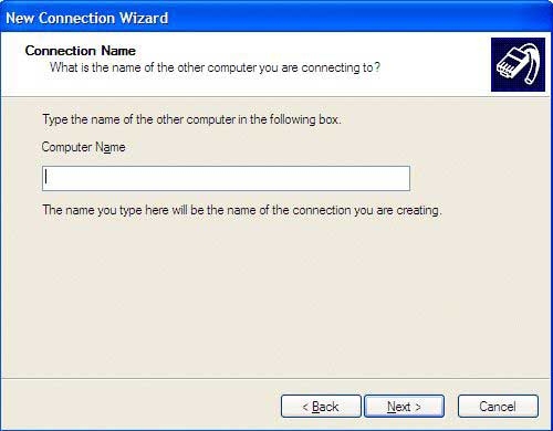 New Connection wizard: Connection Name