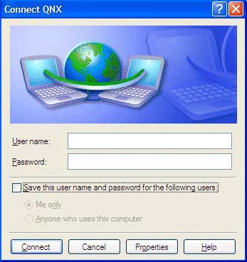 Establishing a network connection using login credentials