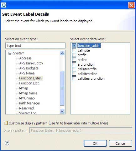 System Profiler Timeline view: Set Event Label dialog