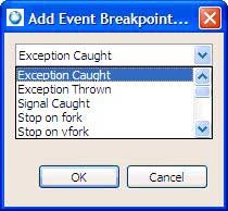 Breakpoints view: Add event breakpoint