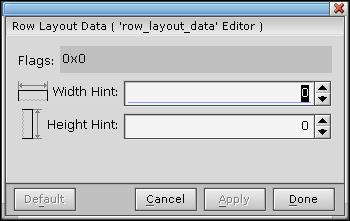 Row layout data editor