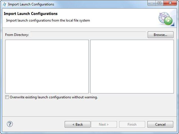 Screenshot of Import Launch Configurations dialog