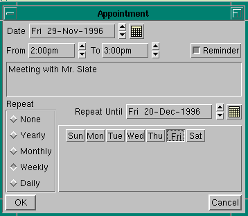 Appointments Dialog