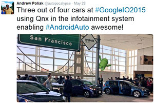3 of 4 cars at #GoogleIO2015 using Qnx in the infotainment system