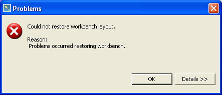 Could not restore workspace layout.