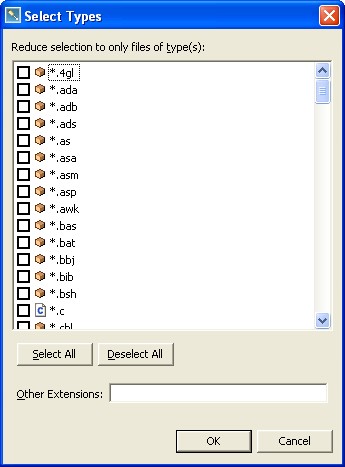 Select Types dialog