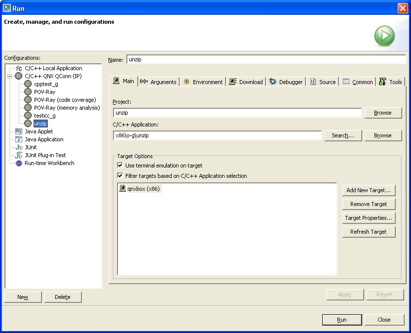 Launch Configurations dialog; Main tab