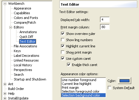 Text editor preferences