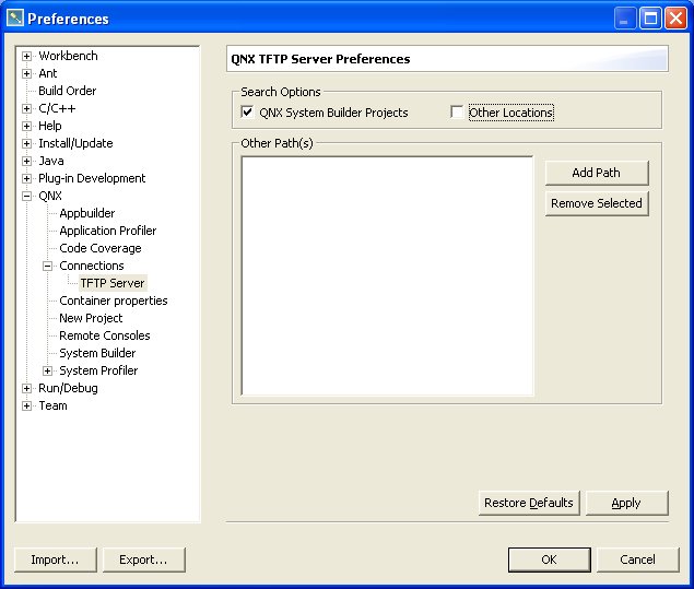 TFTP Server preferences