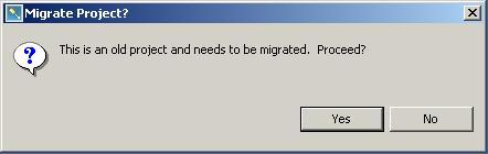 Migrate Project dialog