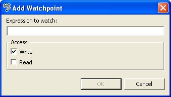 Breakpoints view; adding watchpoints