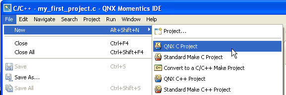 New QNX C Project