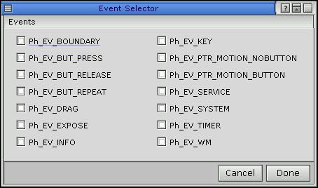 Event-type selector