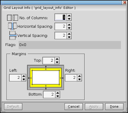 Grid layout info editor