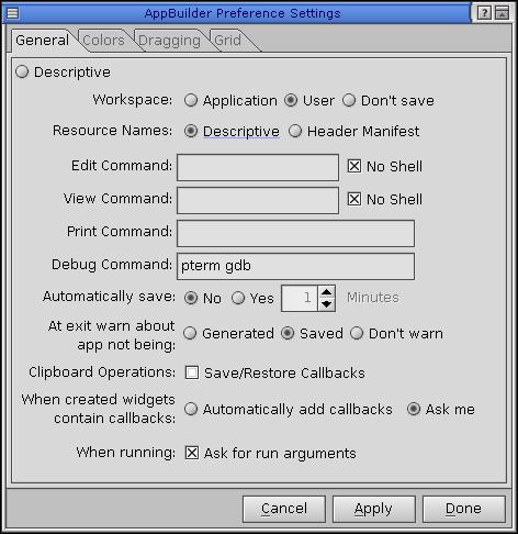 Preference Settings dialog