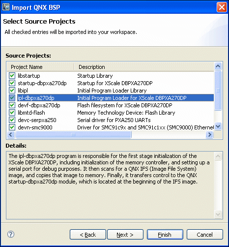 Import BSP source projects