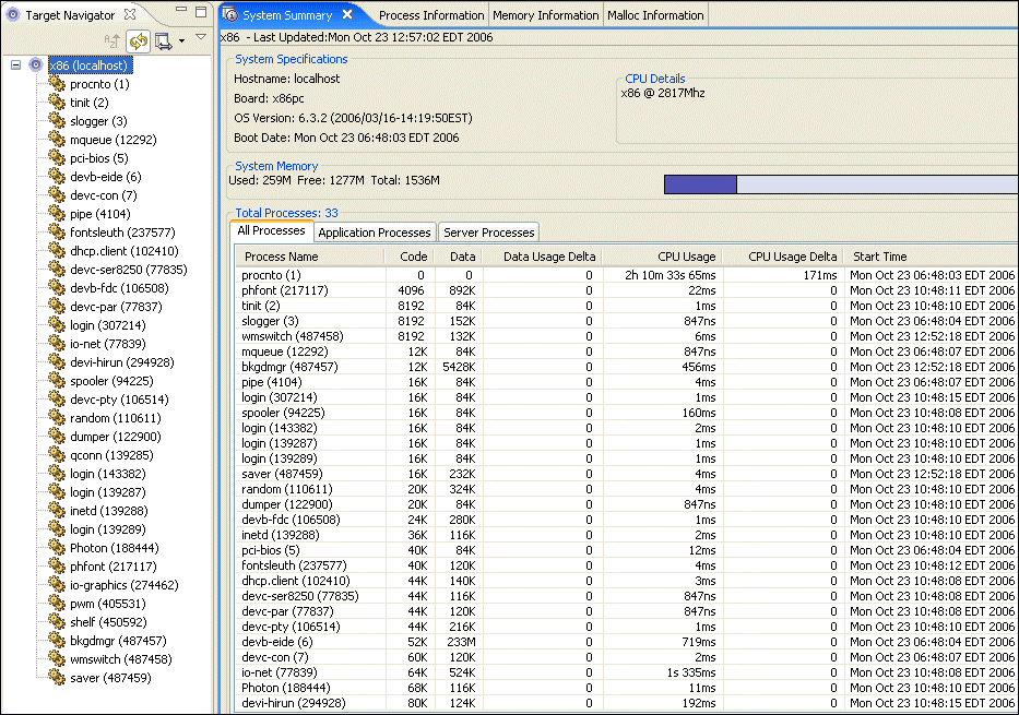 System Information perspective