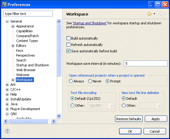 Workbench preferences