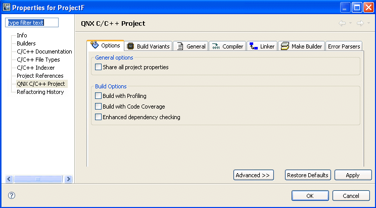 Properties dialog