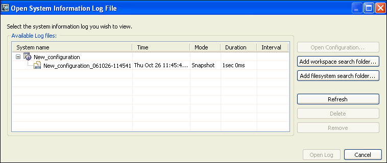 Open System Information Log File