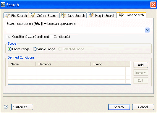 System Profiler: Search dialog