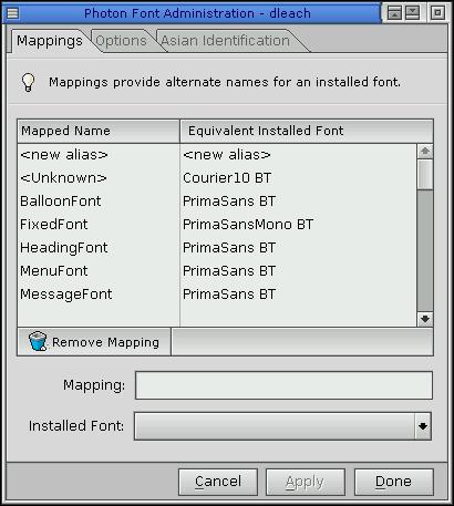 Mappings panel