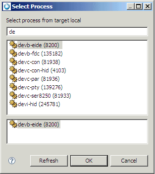 Select Process dialog