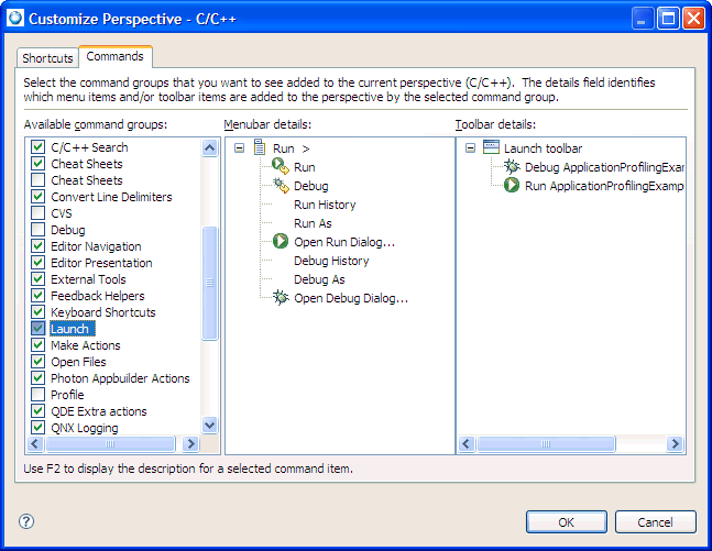 Customize Perspective - Commands