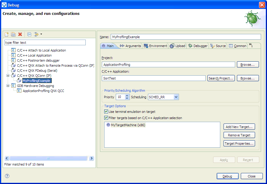 Debug launch configurations