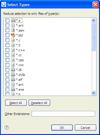 Select Types dialog