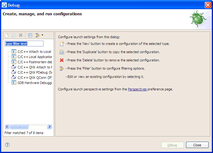 Launch Configurations dialog