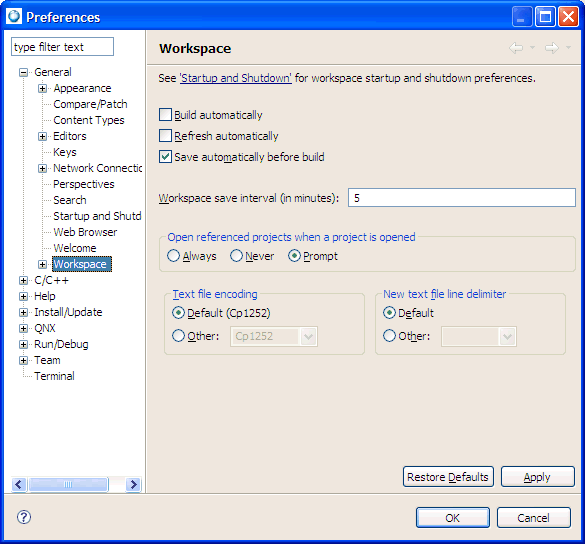 Workbench preferences