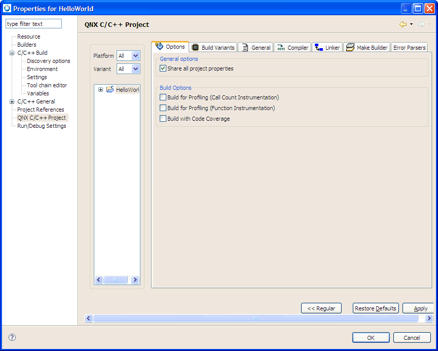 Properties dialog