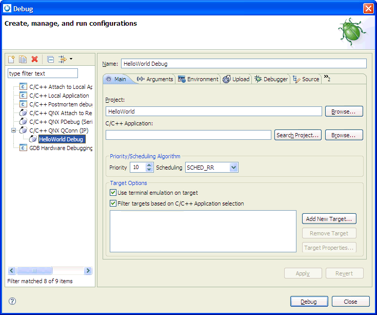 Launch Configurations dialog