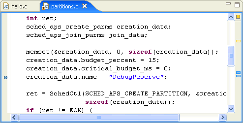 Breakpoints view: breakpoint added