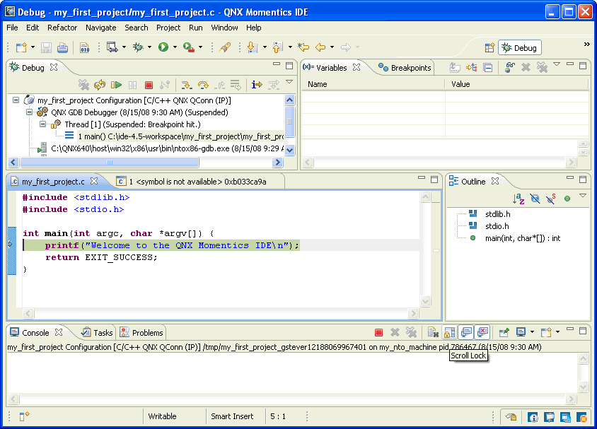 Debug perspective