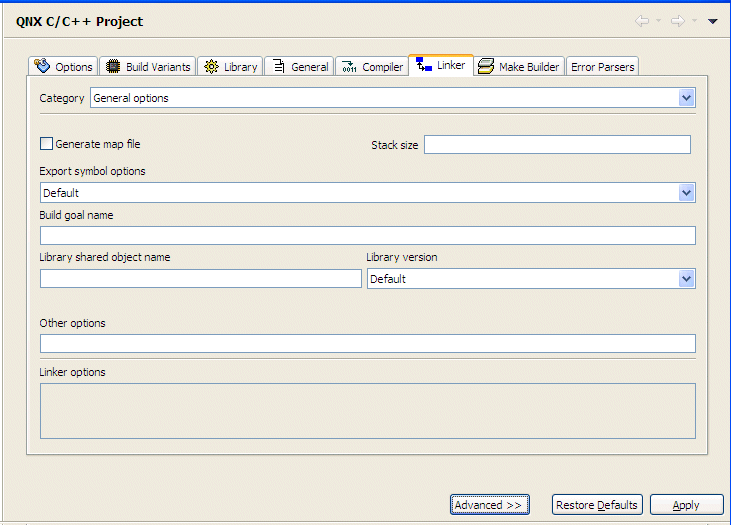 Linder Tab: General options