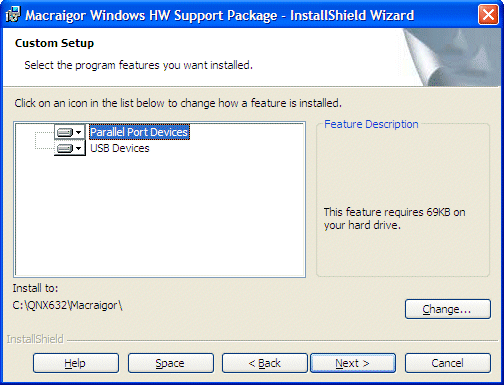 Custom Setup dialog