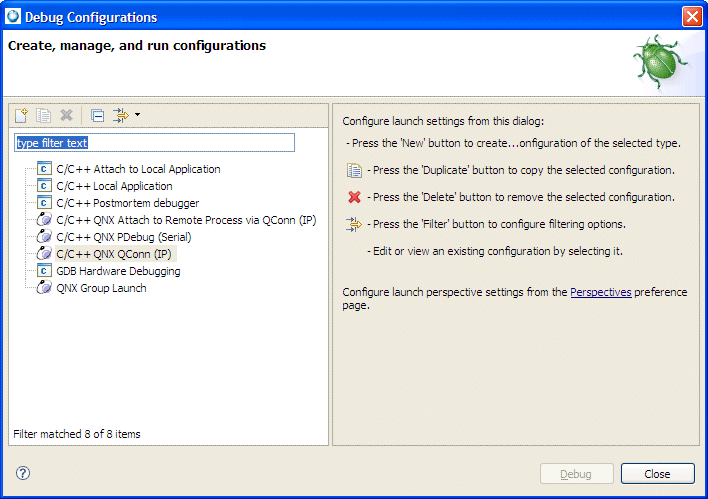 Launch Configurations dialog