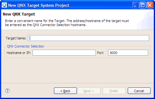 New QNX System Target project